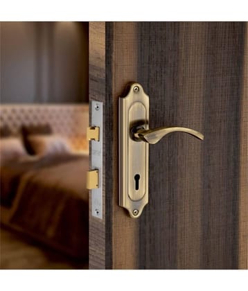 Onmax Heavy Duty Mortise Door Lock for Bedroom, Living Room, Main Door, Brass Antique Finish | 3 Keys | 6 Lever Double Stage Lockset for House Hotel Office (HML6+S710MAB)