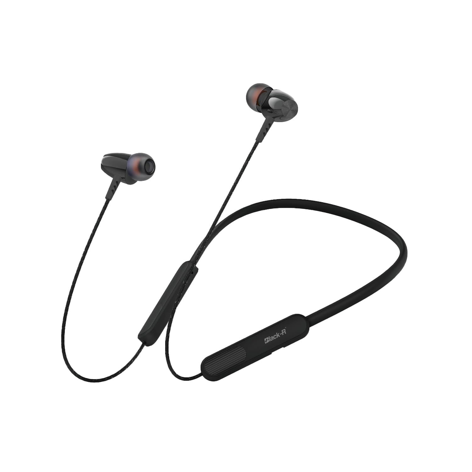 Black-R Bluetooth Wireless in Ear Earphones with Mic, Bombastic Bass - 13 mm Drivers, Dust and Water Resistant, Fast Charge, Low Latency, v5.4 Bluetooth Neckband, ‎Black-r-005 Black / One Size