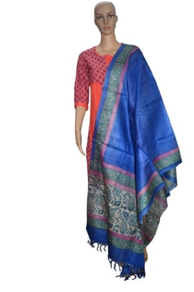 Pure organic Tussar Silk Printed Dupatta