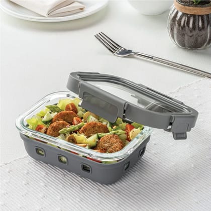 Borosil Klip N Store Plus 1040 ml Rectangle Glass Food Storage Container with Air Tight Glass Lid