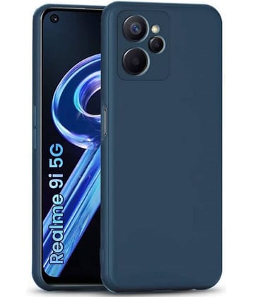 Case Vault Covers - Blue Silicon Plain Cases Compatible For Realme 9i 5G ( Pack of 1 )