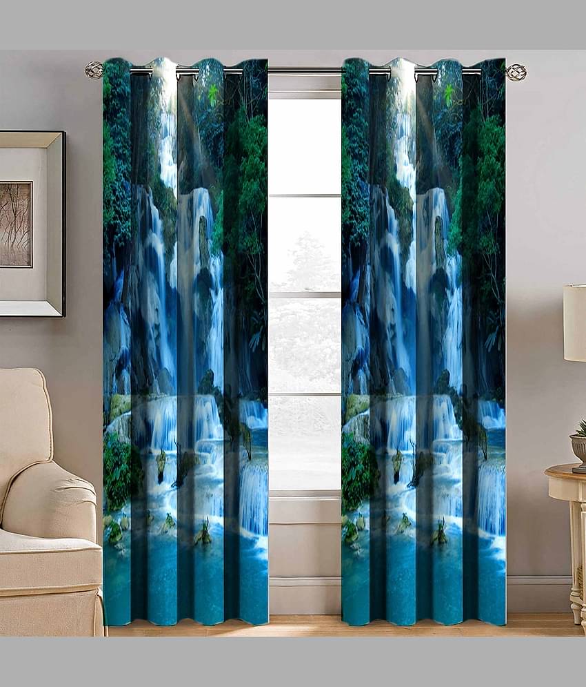 BELLA TRUE Abstract Printed Room Darkening Eyelet Curtain 9 ft ( Pack of 2 ) - Multicolor