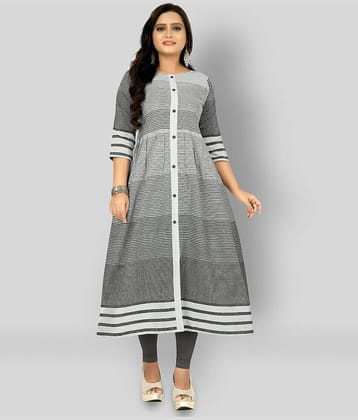 Rangrasiya - Grey Melange Cotton Women's Flared Kurti ( Pack of 1 )