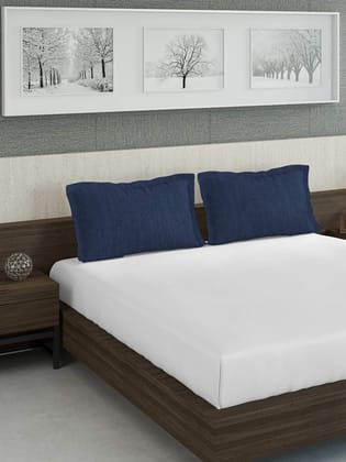 DDECOR - Esteem Textures Collection 100% Cotton Textures Pattern 210TC Set Of 2 Pillow Cover|46 CM X 68 CM| - Blue