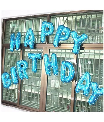 Chocozone Happy Birthday Balloons Set for Birthday Party Props & Decorations - Blue (Pack of 13)