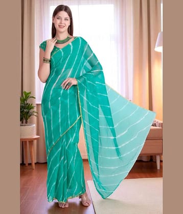 Traquila Chiffon Dyed Leheriya Saree With Unstitched Blouse Piece ( LightGreen )