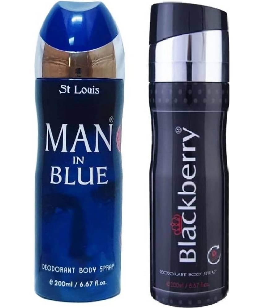 St Louis - 1 MAN IN BLUE ,1 BLACKBERRY DEODORANT Deodorant Spray for Men,Women 400 ml ( Pack of 2 )