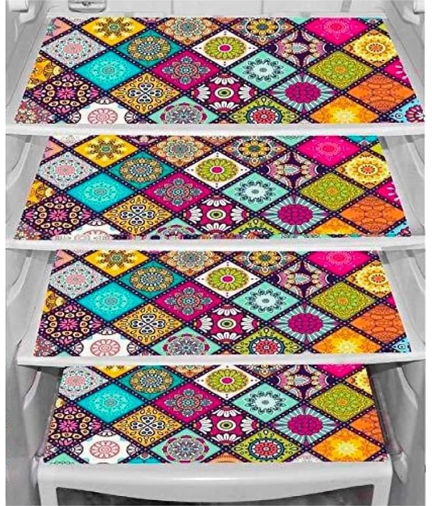 Revexo - PVC Multicolor Fridge Mats ( Pack of 4 )