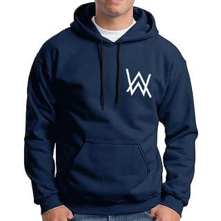 HIT SQUARE Men Blue Printed Hooded Full Sleeve Sweatshirt