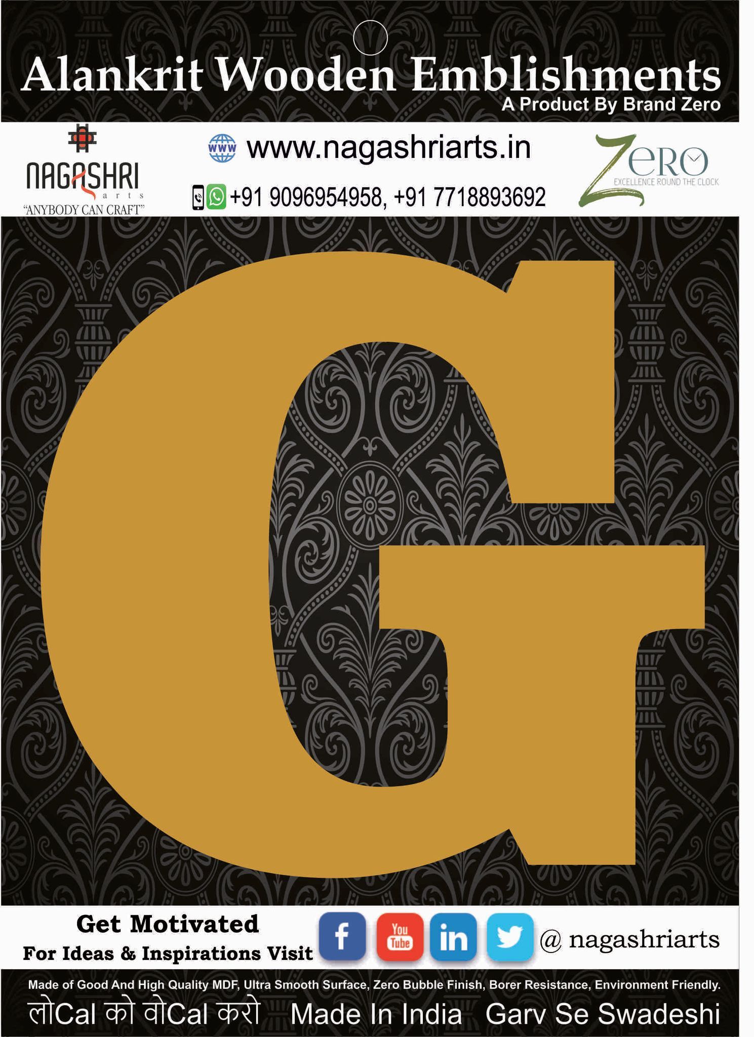 Brand Zero Alphabets, Numbers, Monograms - Upper Case G - CLBBT Font - Select Your Preference