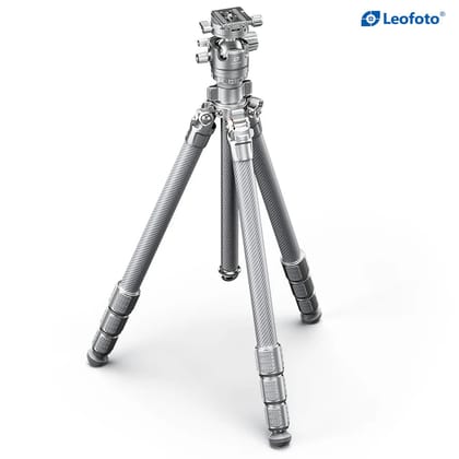 Leofoto LG-284C Plus LH-36R Poseidon's Locking System 10X Layers Carbon Fiber Tubes Tripod Silver Colour