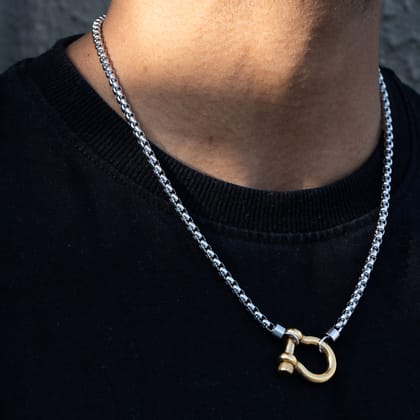 Charm Silver 18K Gold Stainless Steel Anti Tarnish Necklace Pendant Chain For Men-Silver
