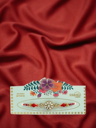 NVR Men Gold-Toned Stone-Studded Rakhi With Roli Chawal-Freesize / Gold / Alloy