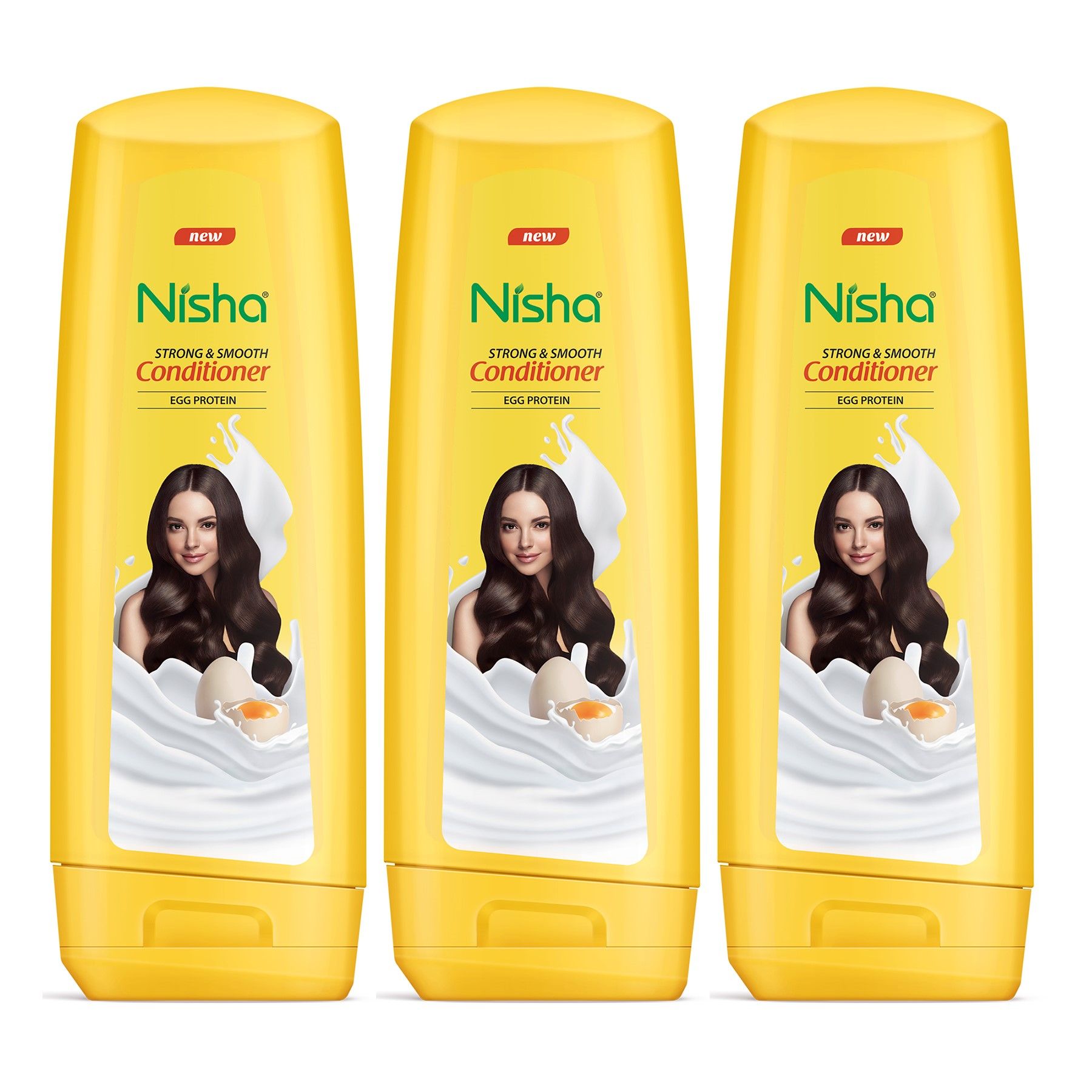Nisha Conditioner for Strong & Smooth Hair, Egg Protein Conditioner for Dry and Frizzy Hair 80ml Pack of 3 (Bottle)