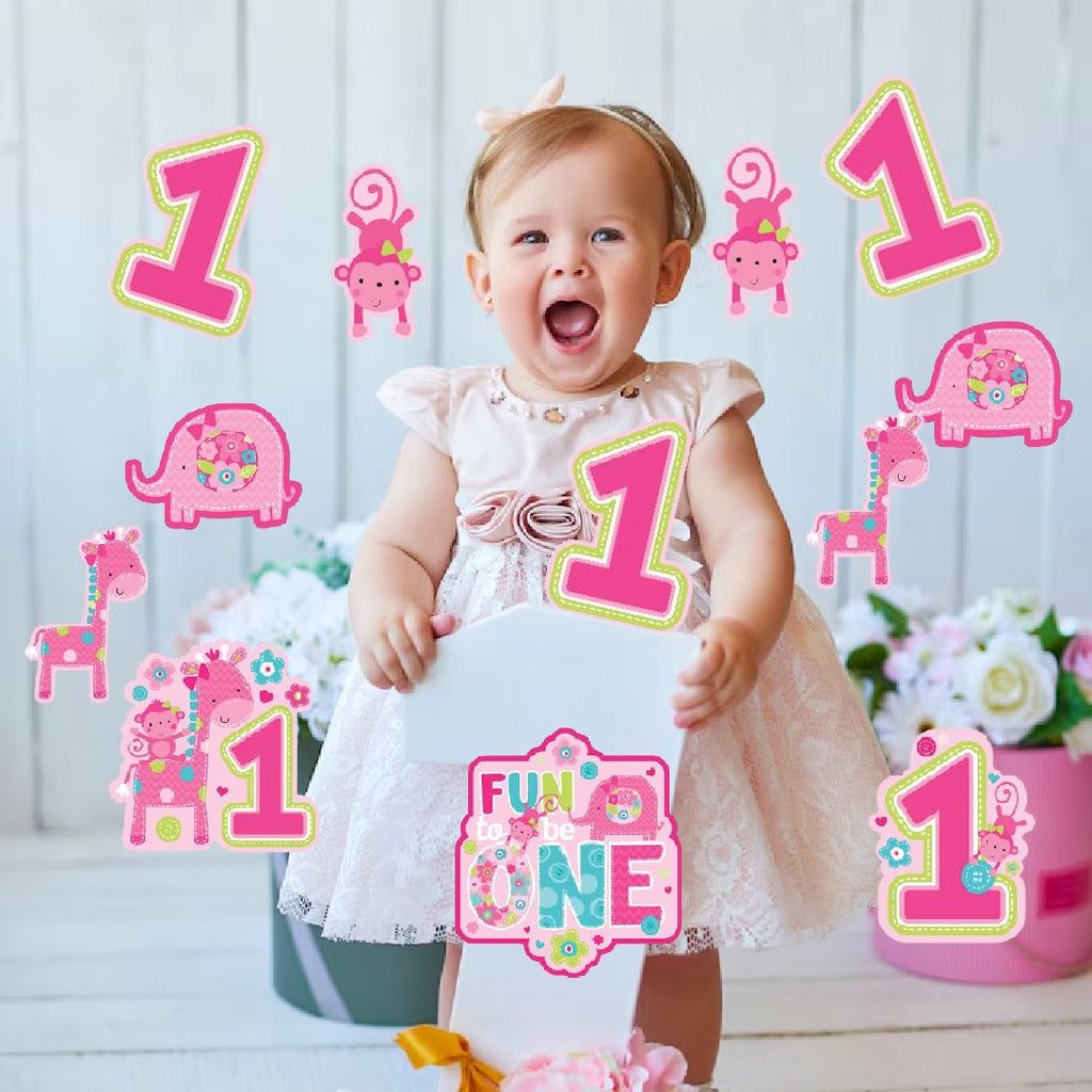 1st Birthday Wild Theme Paper Cutouts for Wall & Glass Decoration - 12PC - Party and Festive Needs | Buy online on ZillyBuy