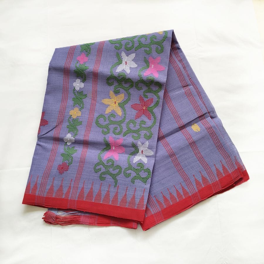 Cotton full sari - Violet