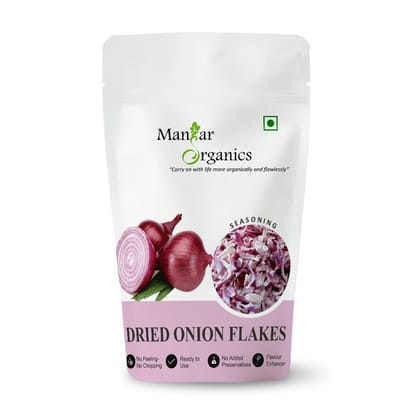 ManHar Organics Dried Onion Flakes | Dehydrated Red Onion | Flavorful & Aromatic | Ideal for Seasoning, Curries, Soups & Instant Cooking - 1KG (pack of 2, 500gm x2)