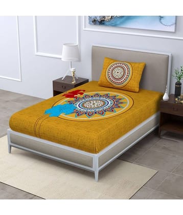 Uniqchoice Cotton Single Bedsheet ( Yellow )