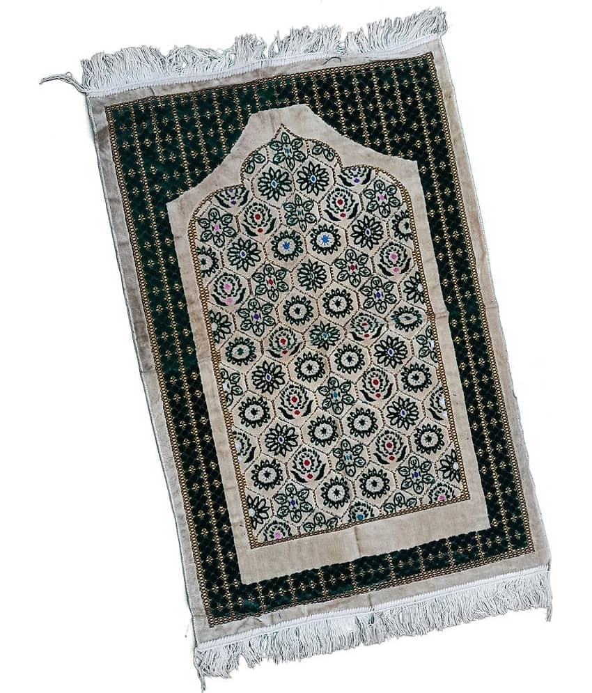 ADIRNY Green Single Velvet Prayer Mat ( 110 X 70 cm )