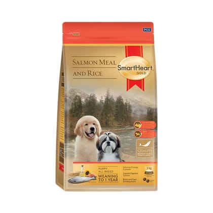 SMARTHEART Gold Salmon Meal & Rice Puppy Dry Food, 1 KG - All Breed