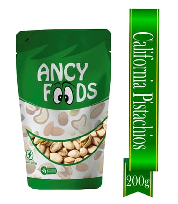 Ancy Roasted and Salted Pistachios 200 Grams Tasty Crunchy Healthy Nut Snack | Pista Dry Fruit | Rich in Protein, Fiber & Antioxidants | Great for Kids During Study Time and Office Breaks | V