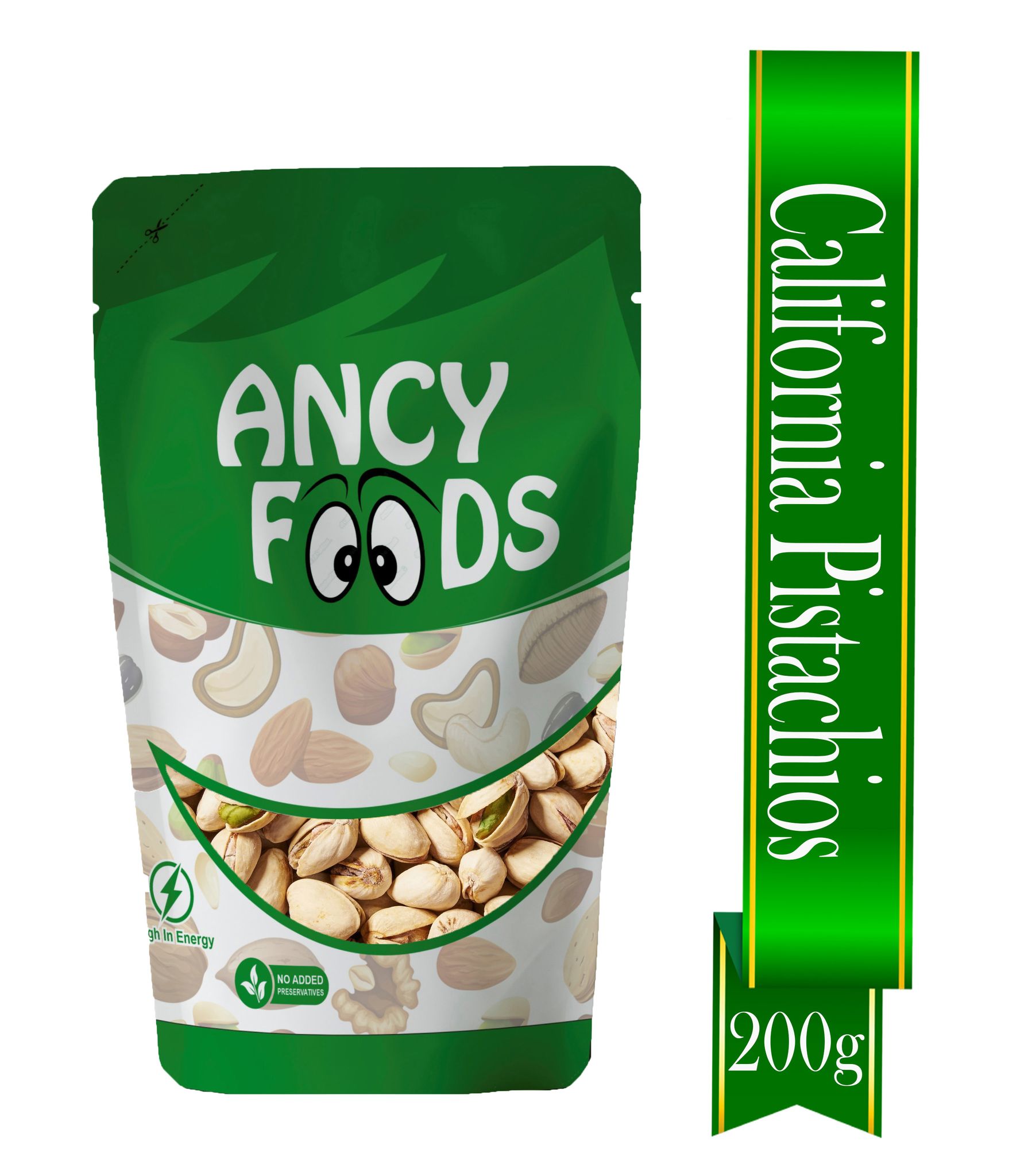 Ancy Roasted and Salted Pistachios 200 Grams Tasty Crunchy Healthy Nut Snack | Pista Dry Fruit | Rich in Protein, Fiber & Antioxidants | Great for Kids During Study Time and Office Breaks | V