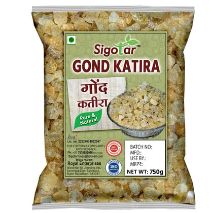 Sigotar Gond Katira (Tragacanth Gum), Edible Gum | High Cooling Properties | 750g