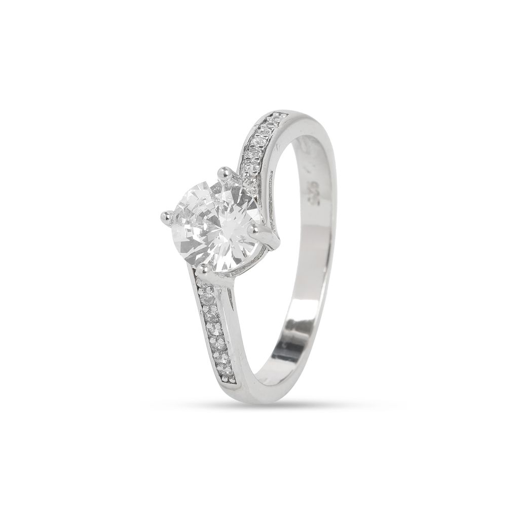 925 Sterling Silver Solitaire Ring with Round Brilliant Cut Cubic Zirconia for Women I Weight - 2.86 gram