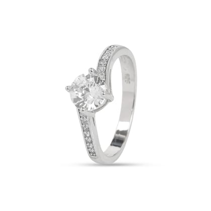 925 Sterling Silver Solitaire Ring with Round Brilliant Cut Cubic Zirconia for Women