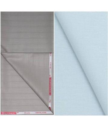 KUNDAN SULZ GWALIOR Blue Linen Unstitched Shirts & Trousers ( 1 Pant and 1 Shirt Piece )