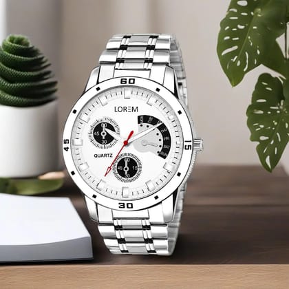 LOREM Silver Smiley Analog Watch for Men LR101-UF LOREM Silver Smiley Analog Watch for Men LR101-UF