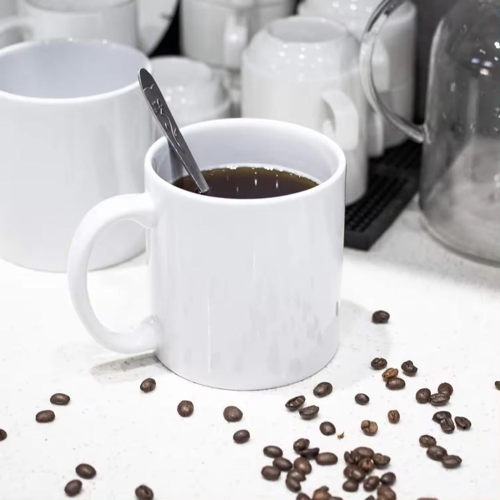 Off White Ceramic Coffee Cup, 300 ML, Set of 2 Ceramic Coffee Mugs with Large Handle for Man, Woman Classic Tea Mug for Cappuccino, Latte, Cocoa, Milk