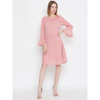Purys Women Pink Fit & Flare Dress