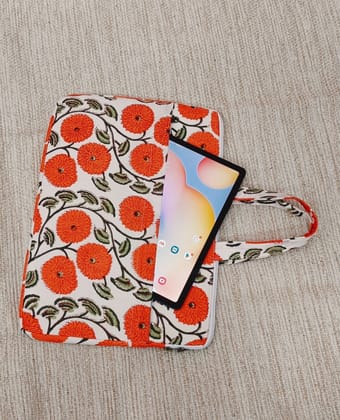 Laptop Bag with Handle -100% Cotton with handblock print and cushion support - 13-15 inches-15 inch