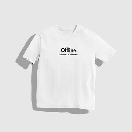 OFFICE - Round Neck Drop Shoulder Graphic Printed Oversized Cotton T-shirt-S / White