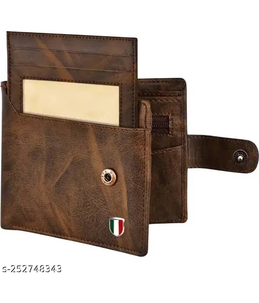 HABIBI PU Solid Men's Regular Wallet With 3 Slots For Card ( Brown , Pack of 1 )