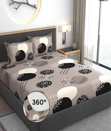 YKNIP Cotton Geometric Fitted ( King Size ) - Beige