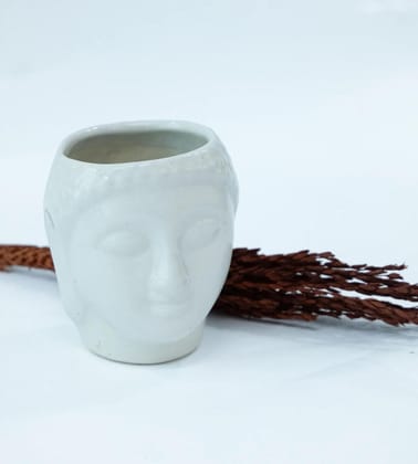 Ceramic White Gautam Buddha Flower Pot
