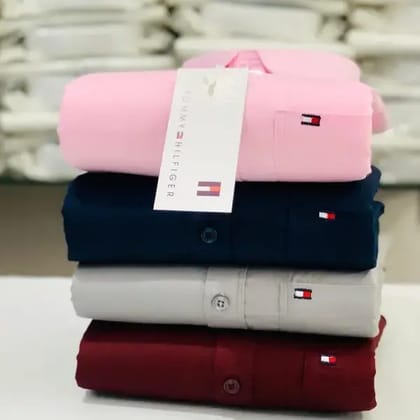 Tommy Hilfigher Full Sleeves Shirt Combo pack of 4 pc ( Colour : Maroon -  Size : XL )