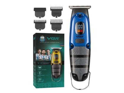 VGR V-981 Professional Hair Clipper with LED Display Trimmer 150 min Runtime 4 Length Settings (Blue)