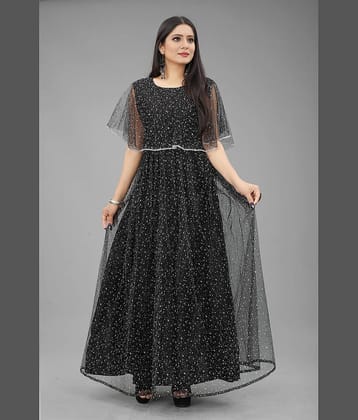 JULEE - Purple Flared Net Women's Stitched Ethnic Gown ( Pack of 1 )