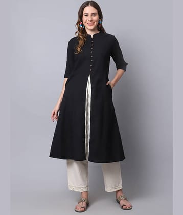 Pistaa - Black Cotton Women's A-line Kurti ( Pack of 1 )