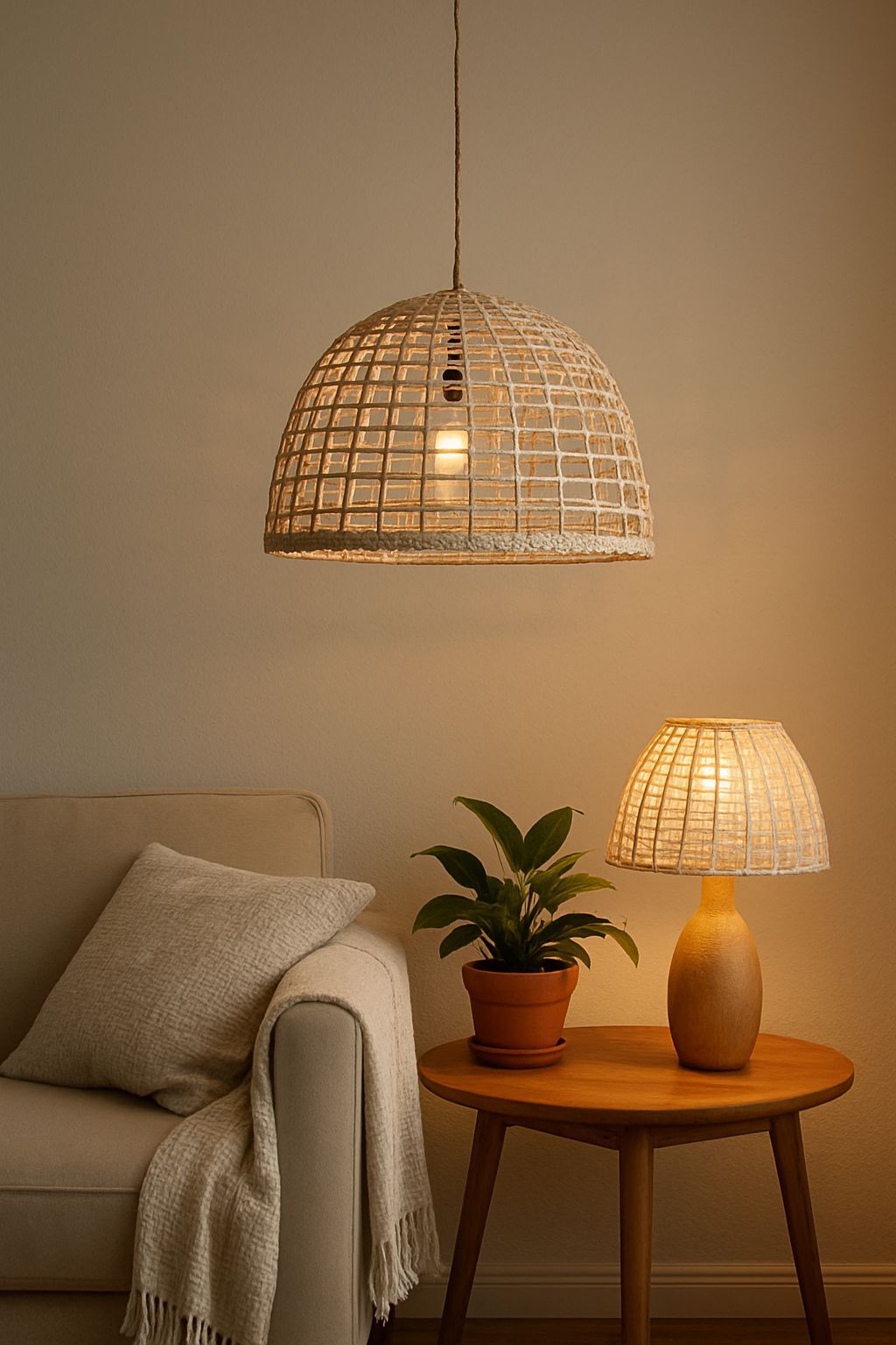 Tiger Grass Lamp Hook (Handwoven Lampshade)