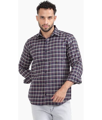 TrendiVastra Cotton Blend Slim Fit Checks Full Sleeves Men's Casual Shirt - White ( Pack of 1 )