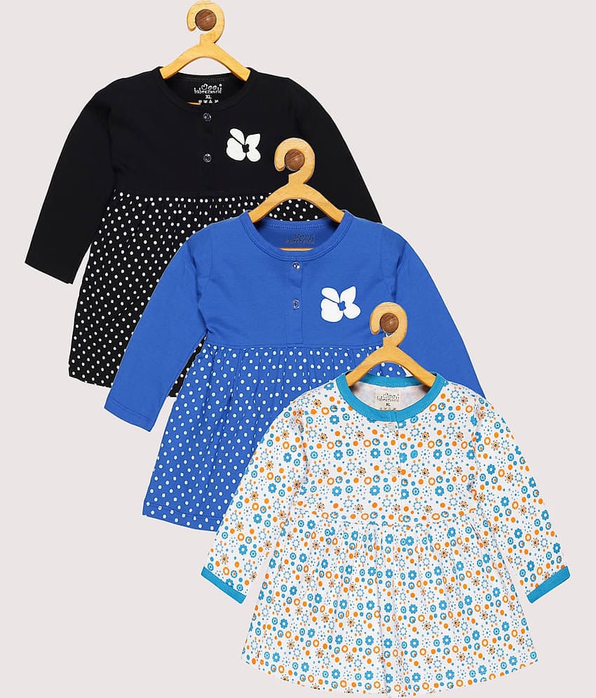 Babeezworld Pack of 3 Baby Girls Cotton Frock ( Multi )