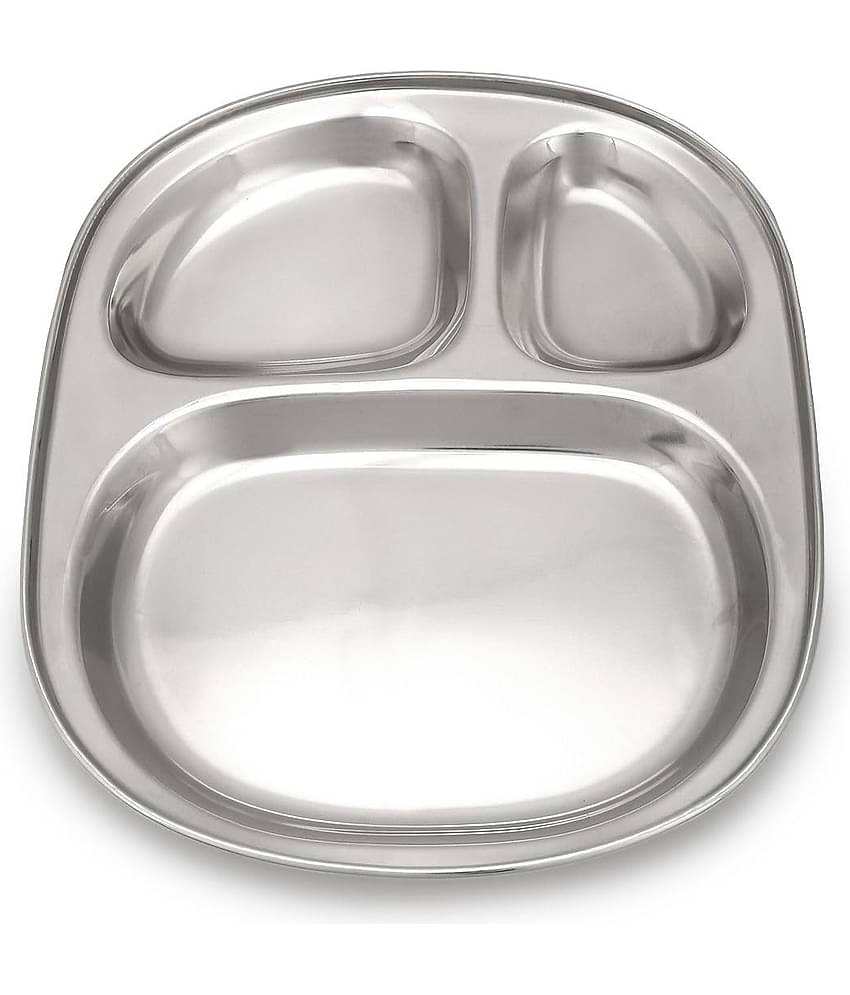 Dynore 1 Pcs Stainless Steel Silver Partition Plate