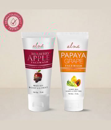 Alna Mulberry Apple Face Wash with Papaya Grape Face Wash 75ml Each , Pack of 2