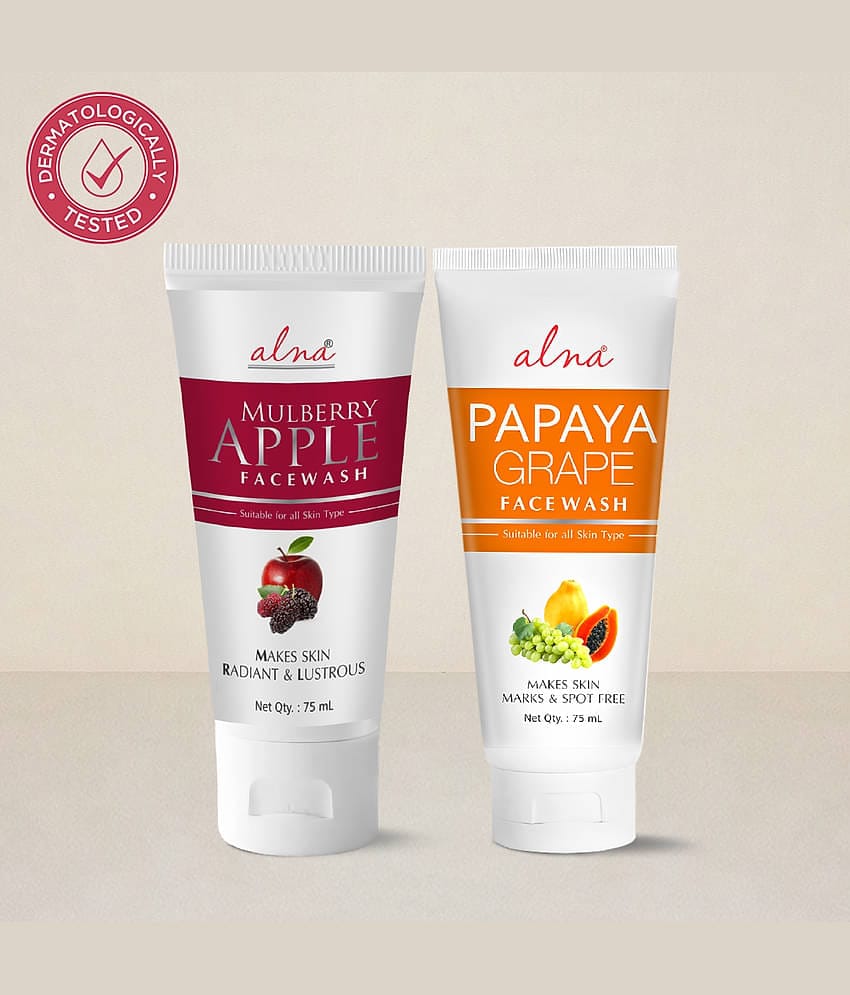 Alna Mulberry Apple Face Wash with Papaya Grape Face Wash 75ml Each , Pack of 2