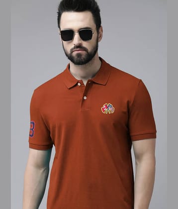 Merriment Pack of 1 Cotton Blend Regular Fit Embroidered Half Sleeves Men's Polo T Shirt ( Mustard )