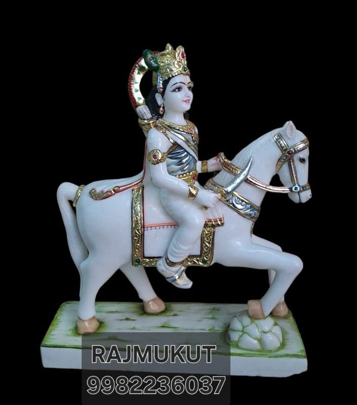 Marble Krishna on Horseback Idol